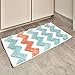 iDesign Chevron Bath, Machine Washable Microfiber Accent Rug for Bathroom, Kitchen, Bedroom, Office, Kid's Room, Set of 1, Aruba and Coral
