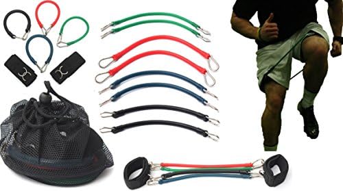 Leg Resistance Bands Speed Agility Strength Jump Training, Kinetic Bands with Thigh/Ankle Straps with 8 Exercise&amp;Fitness Bands and Carry Bag for All Sports Workout Football Basketball Soccer Boxing