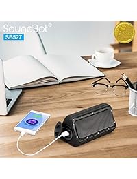 soundbot sb573 altavoz inalámbrico Bluetooth para 6hrs Streaming de música & 10hrs manos libres llamadas manos libres w Premium aluminio rígida construido acabado, 5 W + 5 W driver de 40 mm, micrófono integrado, 3.5 mm Puerto de audio, Batería Recarga
