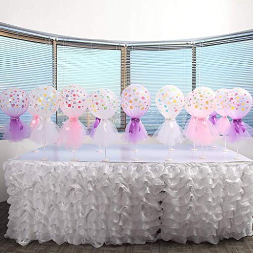 Formemory 3 Pack Pink Latex Tulle Polka Dot Balloons, Tutu Tulle Balloons With Column Base Kit for Birthday Party Baby Shower Engagement Wedding