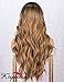 K'ryssma Dirty Blonde Lace Front Wig with Dark Roots Ombre Long Wavy Synthetic Wig for Women