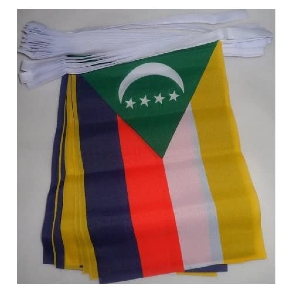 AZ FLAG Comoros Bunting Flag, 20 Ft Garland with 20 Small Comoran Flags 8'' x 6'', 100% Polyester String Pennant, 6 meters