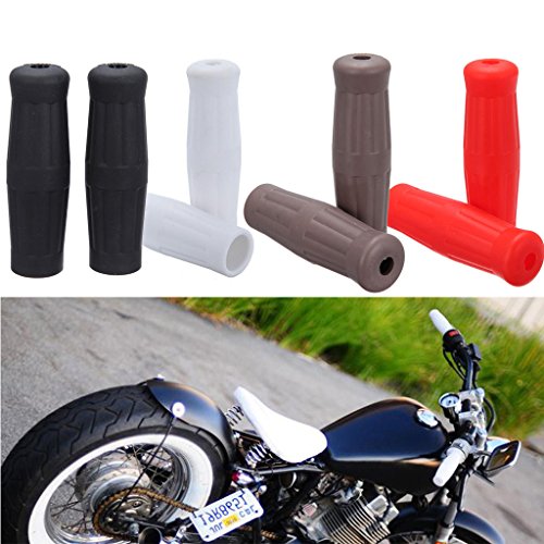 Motorcycle Classic Vintage Coke Bottle Handlebar Hard Rubber Hand Grips (Black)