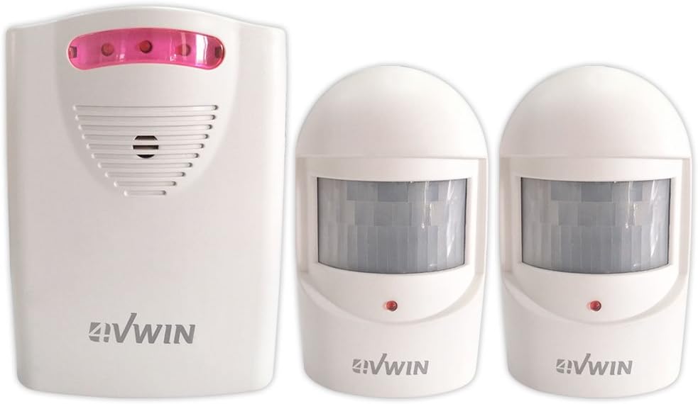4VWIN Home Security Wireless Driveway Alarm 1 Receiver and 2 PIR Motion Sensor Detector Infrared