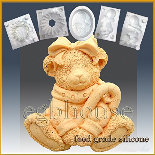 Click Here to See More Images Bear with Candy Cane- Silicone Soap/sugar/fondant/chocolate/marzipan 3d Mold