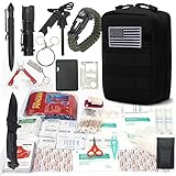 DONGKER Survival First Aid Kit Emergency Survival Kit Upgraded 2-1 First Aid Supply Compatible Outdoor Survival Gear Tactical Gear Molle Trauma Bag for Camping Hunting Hiking Home Outdoor