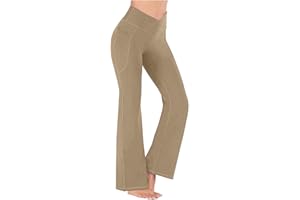 JURANMO Yoga Pants Women V Crossover High Waisted Flare Leggings Bell Bottom Yoga Pants Butt Lifting Bootcut Leggings