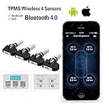 BLE TPMS vc601 Bluetooth Sensor, Real-Time Temperature and Pressure Alarm Tire Pressure Monitoring System With 4 Internal Sensor (0-13.0 Bar/0-188 Psi) , Wireless Works For Andoid/iOS APP Display
