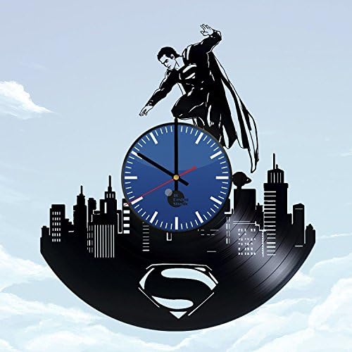 Superman Superhero Comics Vinyl Record Wall Clock - Decorate your space with Modern Art Ideas - Best birthday unique gifts for girlfriend and boyfriend