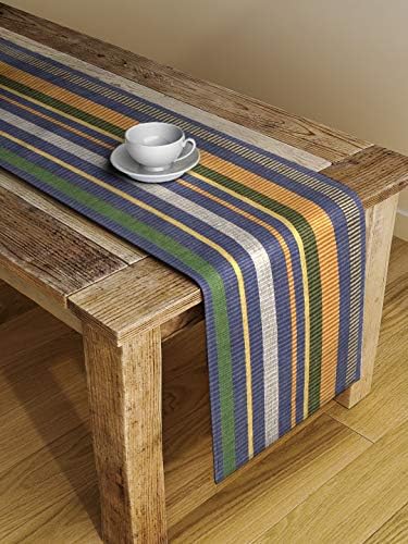 Dhrohar NEUDIS Cotton Hand Woven Ribbed Table Runner for 6 Seater Table Home Décor Orange and Yellow (33 X 182 cms)