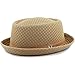 The Hat Depot Light Weight Classic Soft Cool Mesh Porkpie hat (L/XL, Khaki)
