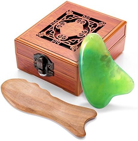Jade Gua Sha Scraping Massage Tool: Best Jade Gua Sha Facial Massage Tool - High Quality Jade Guasha Board, Facial Beauty Tool, Gua Sha Facial Massage, Natural Therapy for Face/Neck/Hand/Arm
