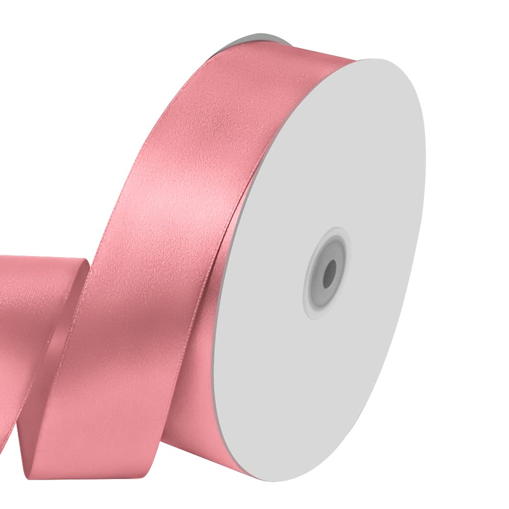 Photo 1 of 1-1/2 inches Wide x 100 Yards Single Faced Pink Satin Ribbon, Azalea Ribbon Use for Bows Bouquet, Gift Wrapping, Wedding Decoration, Floral Arrangement (Pink)