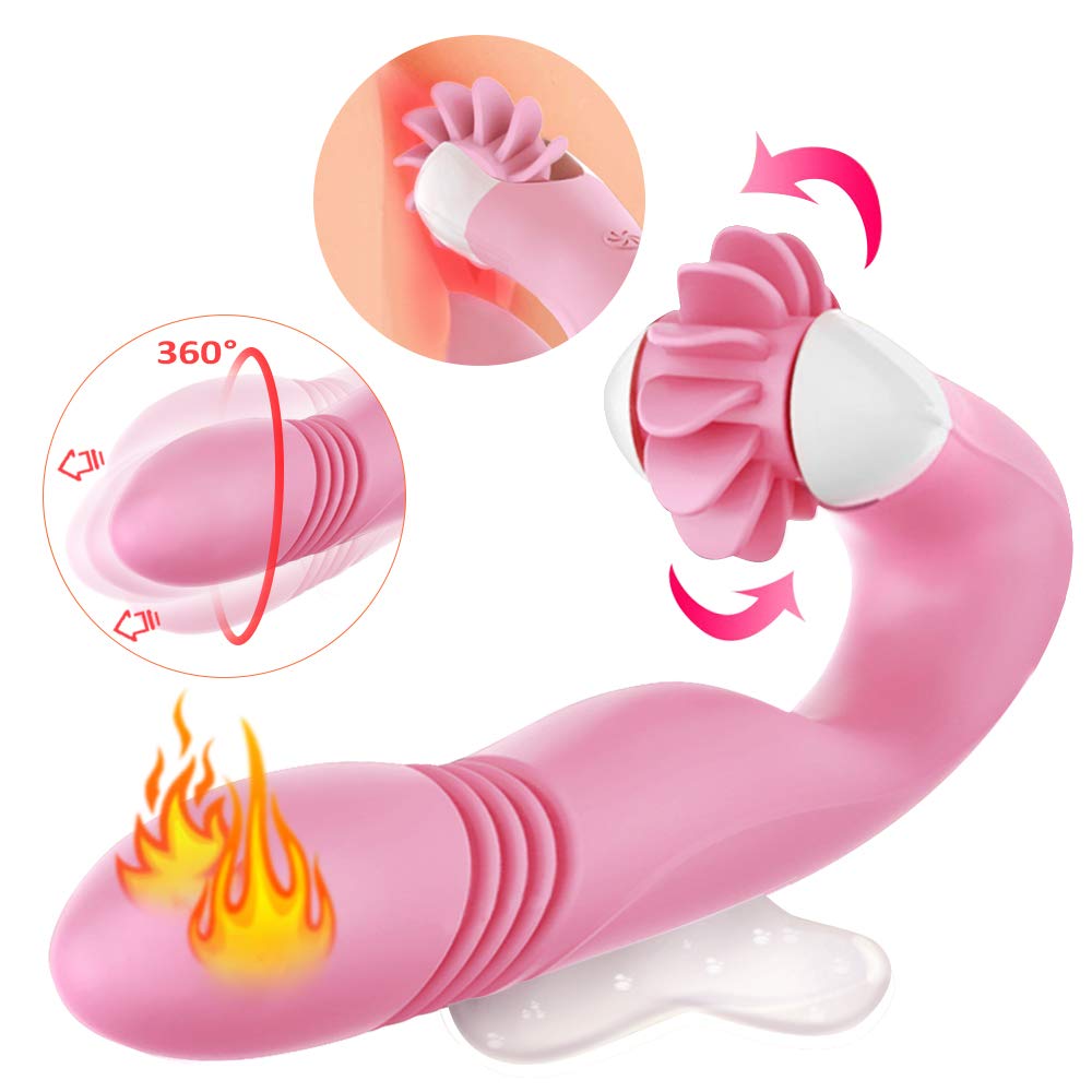 G-Punkt Vibratoren für Sie, AUPLAY Heizung Doppelmotoren Zungenlecken Vibrator für die Klitoris und G-punkt Stimulator mit Stoßfunktion, 3 Stretching-Modi und 12 Geschwindigkeit Rotation für Frauen