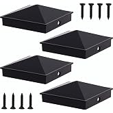 6x6 Heavy Duty Aluminum Post Caps Cover, Actual 5.5" x 5.5" Wood Post | Matte Finish Powder Coated Surface, Pyramid Fences Wood Post of Decks or Corridors, 4Pack Brown