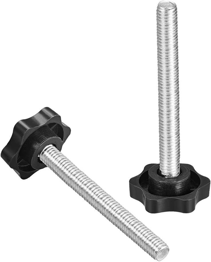 uxcell Clamping Screw Knob, 38mm Dia Plum Hex Shaped Grips Star Knob M8 x 70mm Male Thread, 6pcs, Silver, M8*70 - Image 4