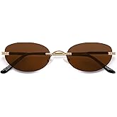 SOJOS Retro Small Oval Sunglasses Womens Trendy Rimless Sun Glasses Vintage Narrow Shades SJ1242