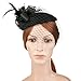 VBIGER Women's Fascinator Woolen Felt Pillbox Hat Cocktail Party Wedding Bow Veil (Black 3)