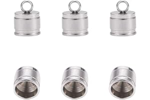 arricraft 100PCS 304 Stainless Steel Cord Ends, Jewelry Making Caps, Glue-in Fasteners for Necklace Cord, Tassel, Leather Jewelry Making-6mm