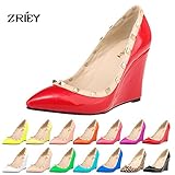 ZriEy Adora Gladiator Multi Metal Studded wedge Heel Pumps