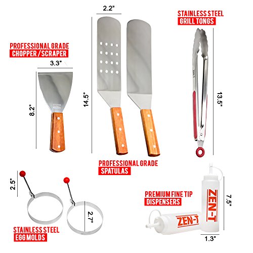 ZENT 8 Piece Grill Griddle BBQ Tool Kit Heavy Duty Professional