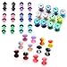 PiercingJ 36pcs Candy Colors Spots Acrylic Ear Stretching Plugs Kit and Double-flared Thin Silicone Saddle Tunnels Set
