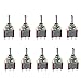 ESUPPORT On/Off/On Mini Miniature Toggle Switch Car Dash Dashboard SPDT 3Pin Pack of 10