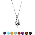 Sterling Silver Interchangeable Gemstone Pendant |18-Inch Necklace | Shungite Amethyst Tigers Eye Turquoise Carnelian Sodalite Aventurine Lava Stone | Aromatherapy Chakra | High Quality