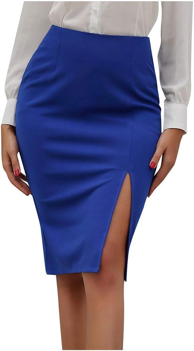 VENMO Women's Split Professional Skirt Women Textured Pencil Ladies