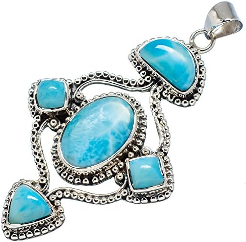 Ana Silver Co Rare Larimar 925 Sterling Silver Signature Pendant 2 1/4" PD580212