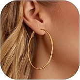 PROSTEEL Chunky Hoop Earrings for Women, 316L Stainless Steel Large Hoop, Minimalist And Chic Jewelry, 14K Gold/Silver/Black, Hypoallergenic for Sensitive Skin, Size: 20~100mm, Come with Box