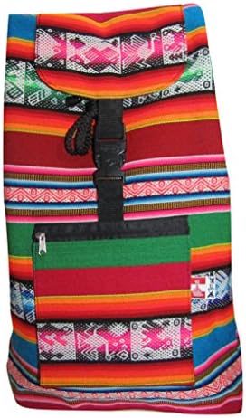 Peru Outdoor Picnic Colorful Wool Backpack Bag (Light Blue/Red)