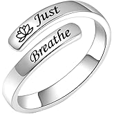 BEILIN Sterling Silver Just Breathe Rings for Women Adjustable Hope Ring Inspirational Jewelry Encouragement Gifts
