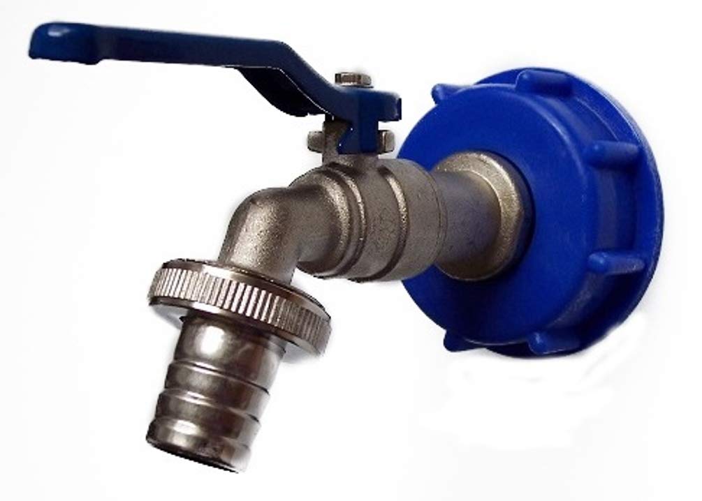 #8 Adaptor with Outlet Tap for IBC Rainwater Tank or Canister Various Sizes Plastic / Copper 3/4 Inch