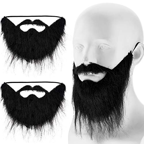 3 Pieces Halloween Beard Fake Black Beard Funny Fake Beard Fake Facial Beard for Adult Kids Party Costume Accessories