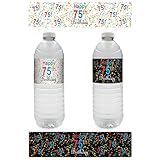 75th Birthday Party Water Bottle Labels - Multi-Colored (20 Count)