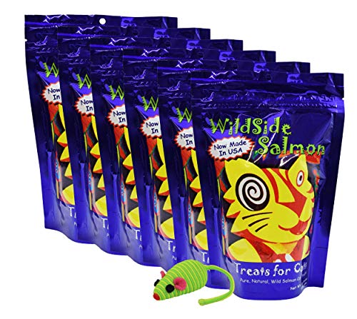 WildSide Wild Alaskan Freeze Dried Salmon USA MADE 3oz Cat Treats (6 Pk) + Mouse