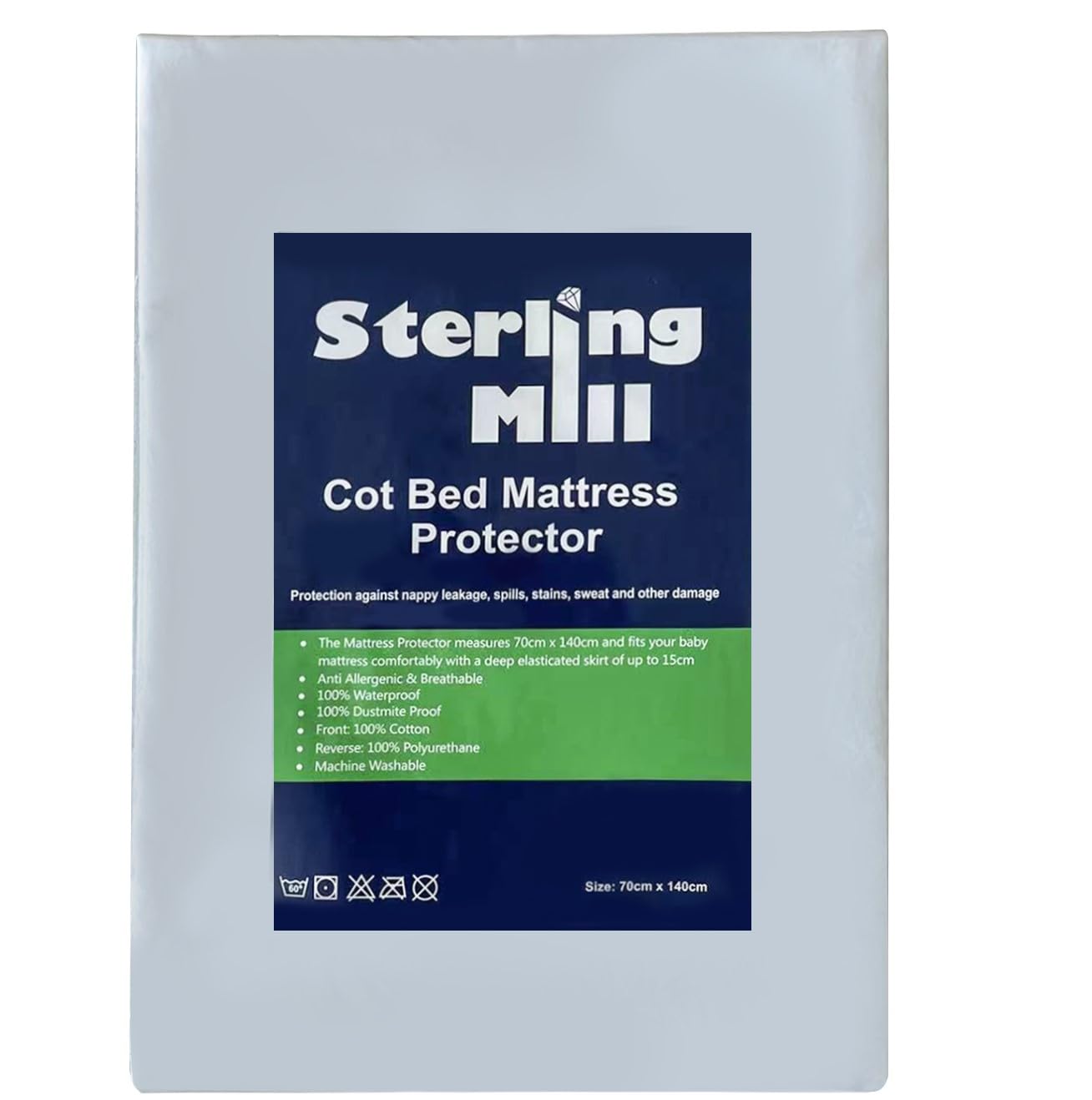 Waterproof Mattress Protector for Baby Cot Bed 70x140 cm – Soft Cotton Fitted Sheet – Noiseless & Washable Cot Bed Mattress Protector.