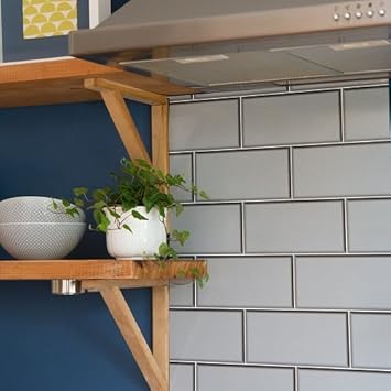 Sticky Back Plastic Self Adhesive Vinyl Metro Brick Tile Grey