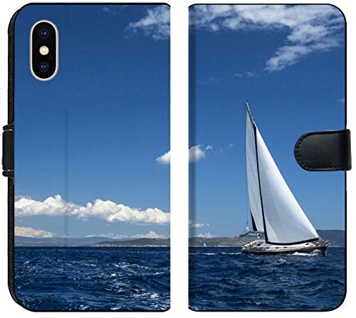 Liili Premium iPhone XS MAX Flip Micro Fabric Wallet Case Sailing Regatta Yachting Luxury Yachts 29208685 - Thumbnail 4