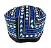 African Dashiki Hat Kente Pattern Kufi Kofi Hat Cap Style2 (Black and Blue)