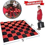 EasyGo Giant Checkers Game - Indoor Outdoor - Family Game - Lawn Game - 5' X 5'