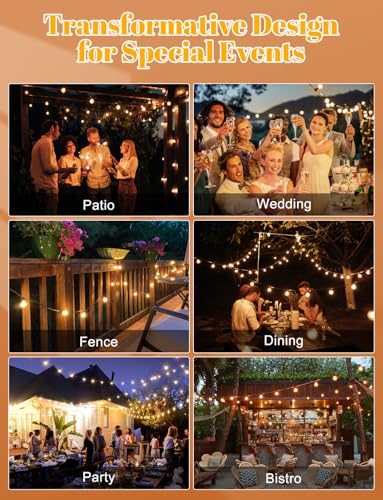 LUCUHM 30M 100FT Festoon Lights Outdoor with Remote – LED Garden String Festoon Lights Mains Powered – Dimmable Garden Light Outdoor Waterproof with Timer for Patio Gazebo Balcony Outside