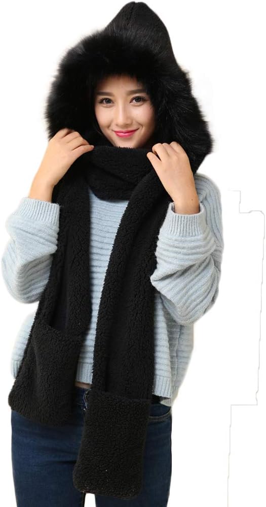 Oksakady 3 in 1 Women Multi-functional Soft Warm Cute Fleece Christmas Antlers Panda Hat Scarf Glove Set