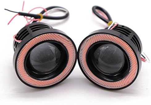 LEDHOLYT 2pcs High Power COB Round LED Fog Lights White Spotlight with Angel Eyes Halo Ring DRL Driving Light kit (Red, 2.5in)
