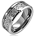Zealmer Men's Stainless Steel Ring Silver Celtic Dragon Inlay Comfort Fit Mens Wedding Band 11