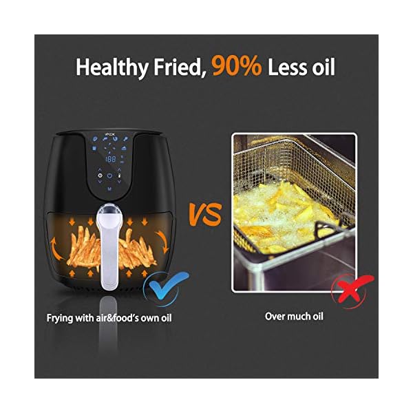 Air-Fryer-Vpcok-Health-Fryer-Oil-Free-and-Low-Fat-Cooking-1300-1500W-L-Black-Air-Fryer-Cookbook-Included Air Fryer Vpcok Health Fryer Oil Free and Low Fat Cooking, 1300-1500W, L, Black, Air Fryer Cookbook Included