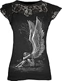 Spiral - Womens - ENSLAVED ANGEL - Lace Layered Cap Sleeve Top Black
