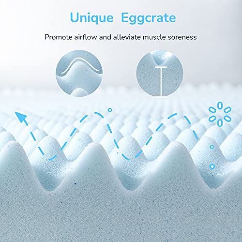 RECCI 2.5Inch Egg Crate Mattress Topper Queen, Pressure Relief Memory