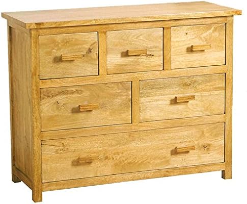Homescapes Solid Mango Wood Chest Of Six Drawers Oak Shade Mangat